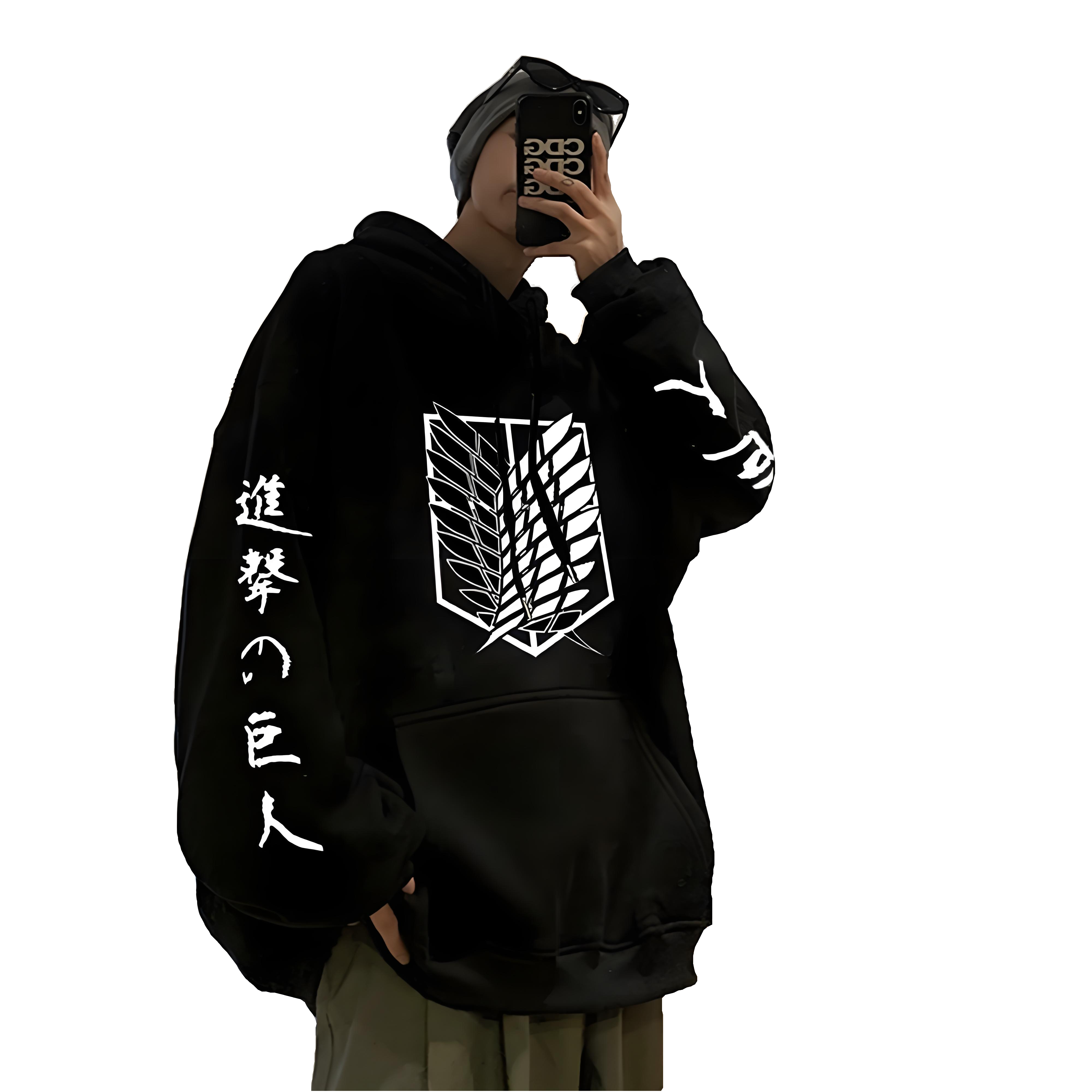 Attack on Titan Hoodie Anime Hoodies Oversized Sweatshirts Cosplay Pullovers Loose Streetwear Winter Warm Men's Clothes Women's - Animehouse