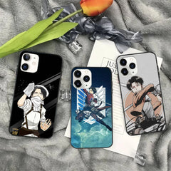 Anime Attack on Titan black Phone Case for iPhone 14 11 12 13 mini pro XS MAX 8 7 6 6S 5s Plus X SE XR 2020 - Animehouse