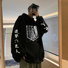 Attack on Titan Hoodie Anime Hoodies Oversized Sweatshirts Cosplay Pullovers Loose Streetwear Winter Warm Men's Clothes Women's - Animehouse