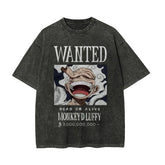 One Piece Luffy Oversized Vintage Washed T-shirt Men Women Short Sleeves Graphic Tee Summer Fashion New Streetwear Casual Tops