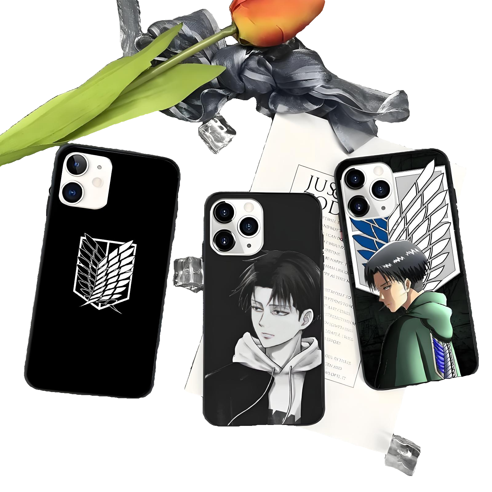 Anime Attack on Titan black Phone Case for iPhone 14 11 12 13 mini pro XS MAX 8 7 6 6S 5s Plus X SE XR 2020 - Animehouse
