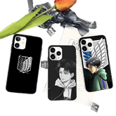 Anime Attack on Titan black Phone Case for iPhone 14 11 12 13 mini pro XS MAX 8 7 6 6S 5s Plus X SE XR 2020 - Animehouse