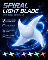 LED Spiral Light Blade Toy – Multicolor Spinning Cosplay Prop for Anime Conventions, Photos & Display