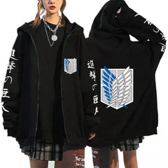 Attack on Titan Zipper Hoodies Casual Hip Hop Streetwear Sweatshirts Hoody Men Loog Sleeve Hoodie Jacket Clothes - Animehouse
