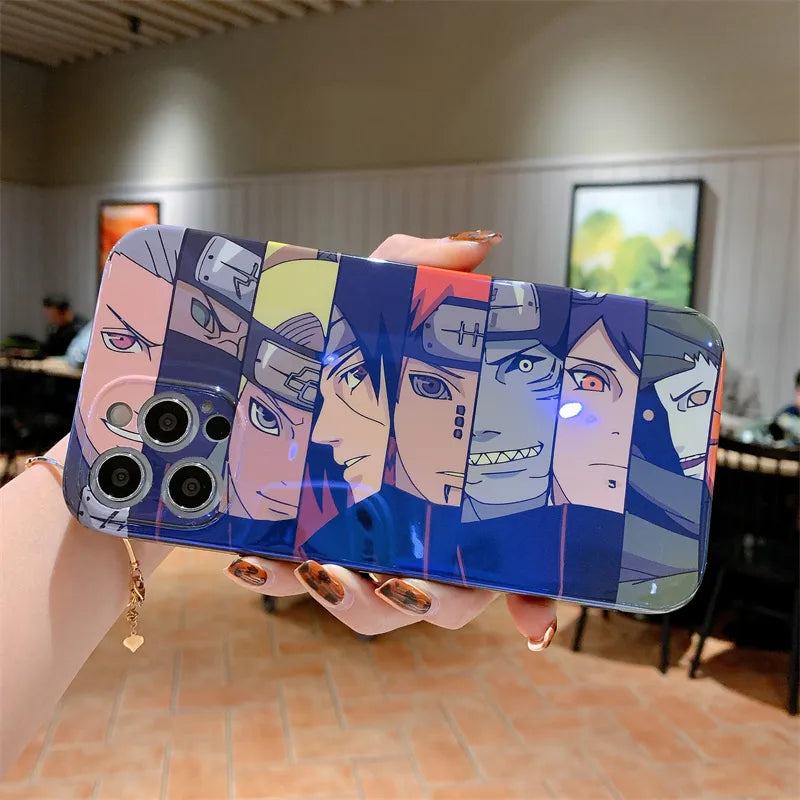 Bandai Naruto Pain Blue Light Phone Case for iPhone 14 13 11 12 Pro Max Hot Cartoon Anime Soft TPU Cover Men Kids Gifts - Animehouse