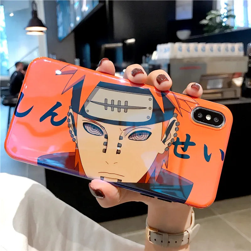 Bandai Naruto Pain Blue Light Phone Case for iPhone 14 13 11 12 Pro Max Hot Cartoon Anime Soft TPU Cover Men Kids Gifts - Animehouse