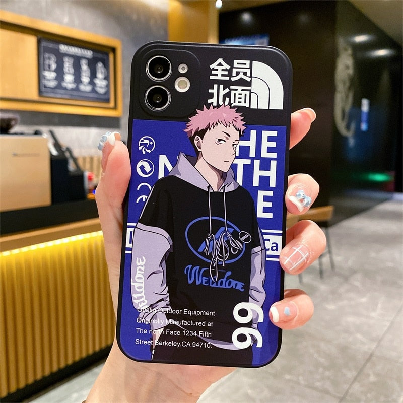 Cute Cartoon Jujutsu Kaisen Sweater Down Jacket Phone Case for IPhone 14 13  12 11 Pro X XS Max XR 7 8 Plus SE2 Gojo Satoru Cover