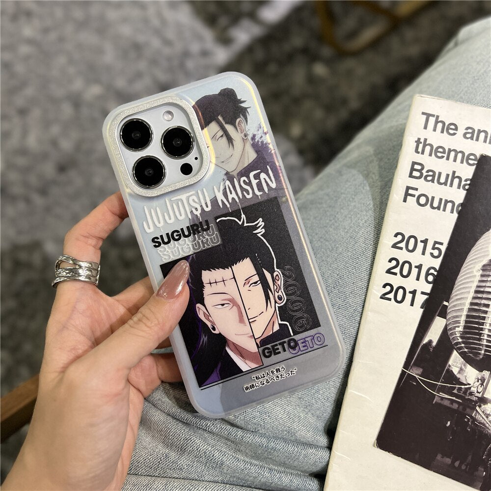Japan Anime Jujutsu Kaisen Satoru Gojo Geto Suguru Phone Case For iPhone 16 15 14 13 12 11 Pro Max Luxury laser Gradient Covers - Animehouse