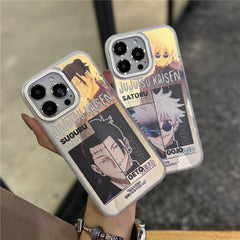 Japan Anime Jujutsu Kaisen Satoru Gojo Geto Suguru Phone Case For iPhone 16 15 14 13 12 11 Pro Max Luxury laser Gradient Covers - Animehouse