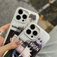 Japan Anime Jujutsu Kaisen Satoru Gojo Geto Suguru Phone Case For iPhone 16 15 14 13 12 11 Pro Max Luxury laser Gradient Covers - Animehouse