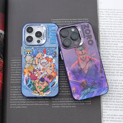 One Piece Zoro Purple Gradient Phone Case for iPhone 13 Pro/12 Pro Max - Stylish Matte Anti-Slip Cover for iPhone 14/11 Luffy Creative Hard Shell