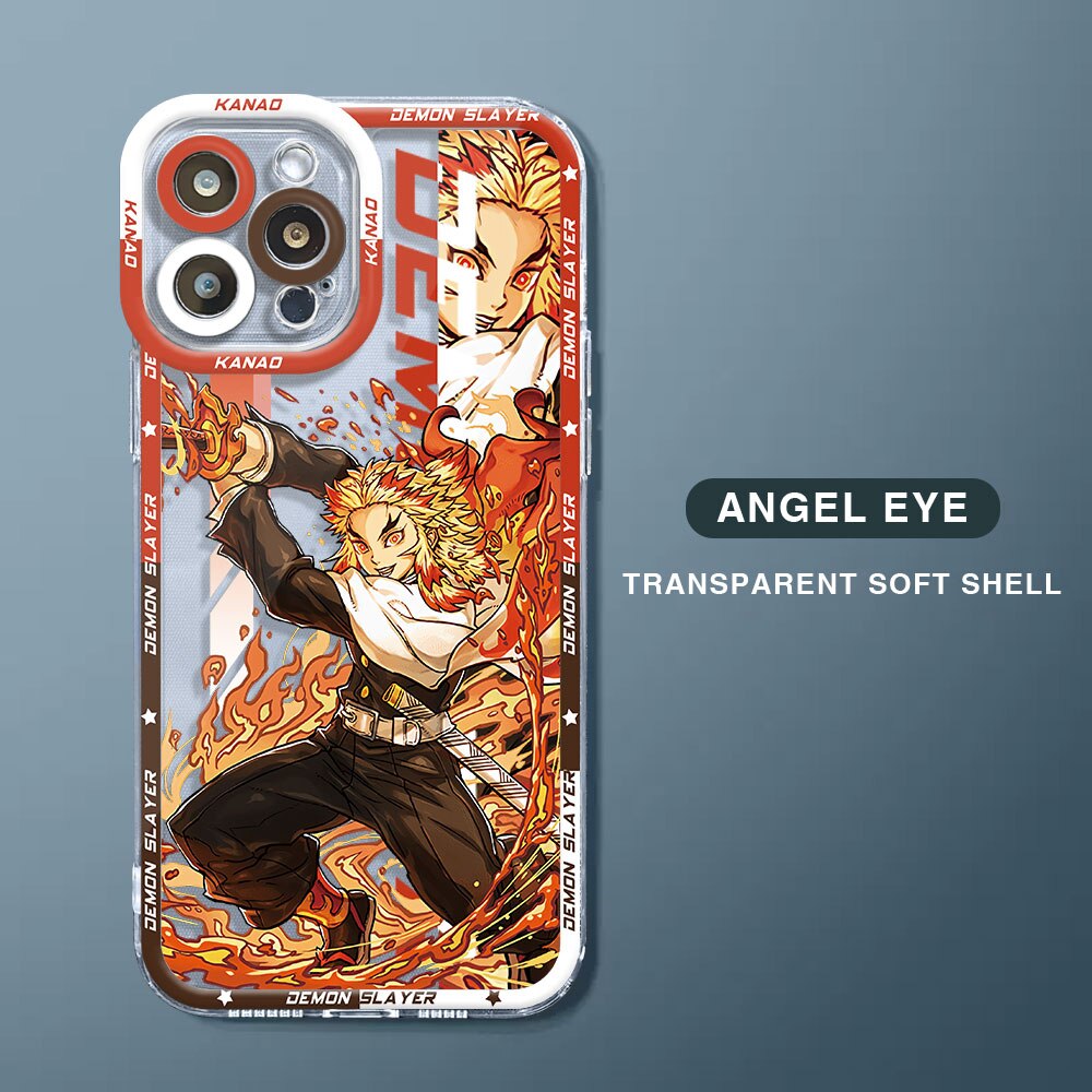 Phone Case for Apple iPhone X XS 13 Pro Max 11 Pro 12 Mini 7 6s SE 14 Plus 8 XR Japan Anime Demon Slayer Transparent Soft Cover - Animehouse