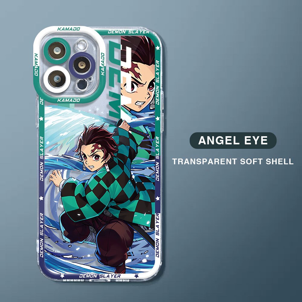 Phone Case for Apple iPhone X XS 13 Pro Max 11 Pro 12 Mini 7 6s SE 14 Plus 8 XR Japan Anime Demon Slayer Transparent Soft Cover - Animehouse