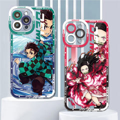 Phone Case for Apple iPhone X XS 13 Pro Max 11 Pro 12 Mini 7 6s SE 14 Plus 8 XR Japan Anime Demon Slayer Transparent Soft Cover - Animehouse