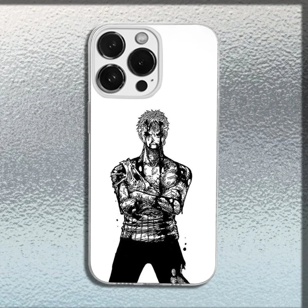 Anime  Zoro Phone Case For iPhone 16,15,14,13,12,11 Plus,Pro,Max,XR,XS,X,Plus,SE,Mini Transparent Soft Cover