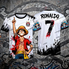 2026 New Arrival One Piece Special Edition Men's Soccer T-shirt Ronaldo # 7 Soccer Shirt T-shirt Kids Luffy 3D Printed T-shirt