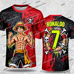 2026 New Arrival One Piece Special Edition Men's Soccer T-shirt Ronaldo # 7 Soccer Shirt T-shirt Kids Luffy 3D Printed T-shirt
