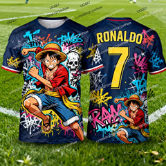 2026 New Arrival One Piece Special Edition Men's Soccer T-shirt Ronaldo # 7 Soccer Shirt T-shirt Kids Luffy 3D Printed T-shirt