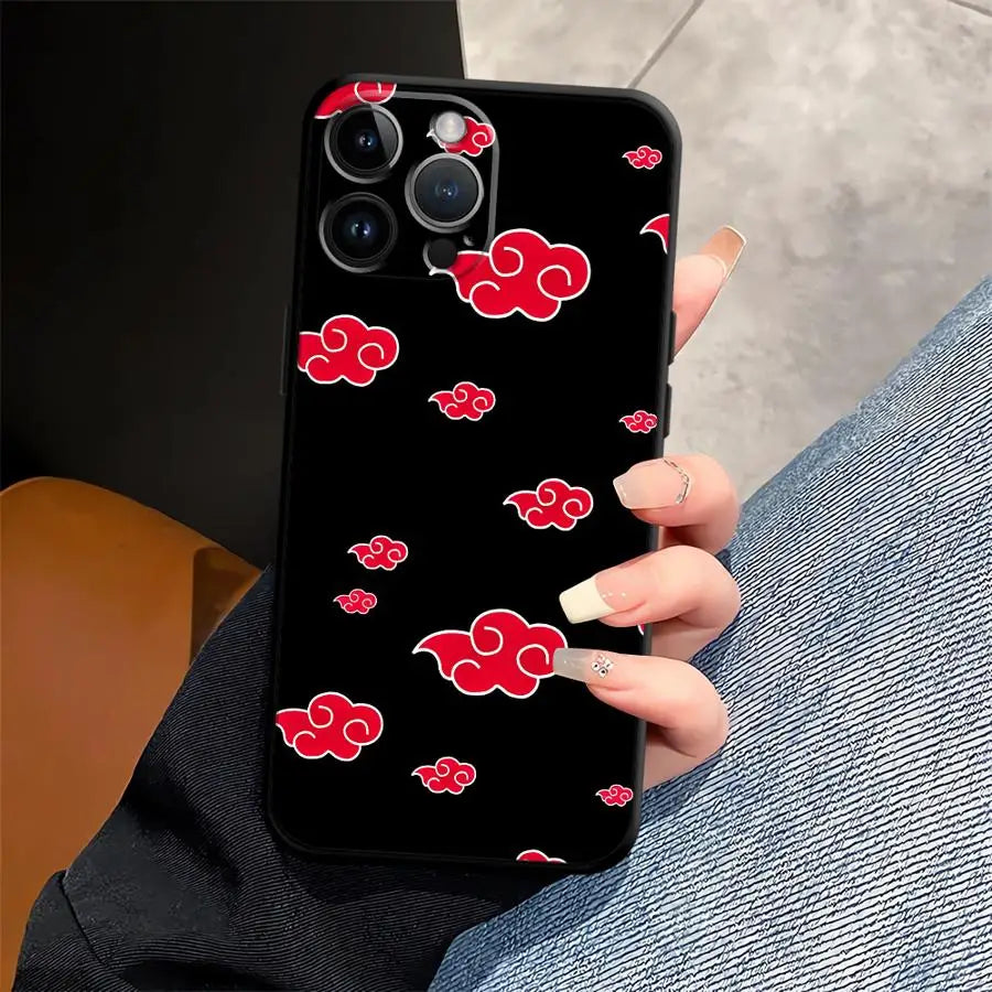 Japan Anime Cloud Black Soft Phone Cover Case for iPhone 15 16 14 Plus 17Air 13 12 11 17 Pro Max 7 8 XR XS Max