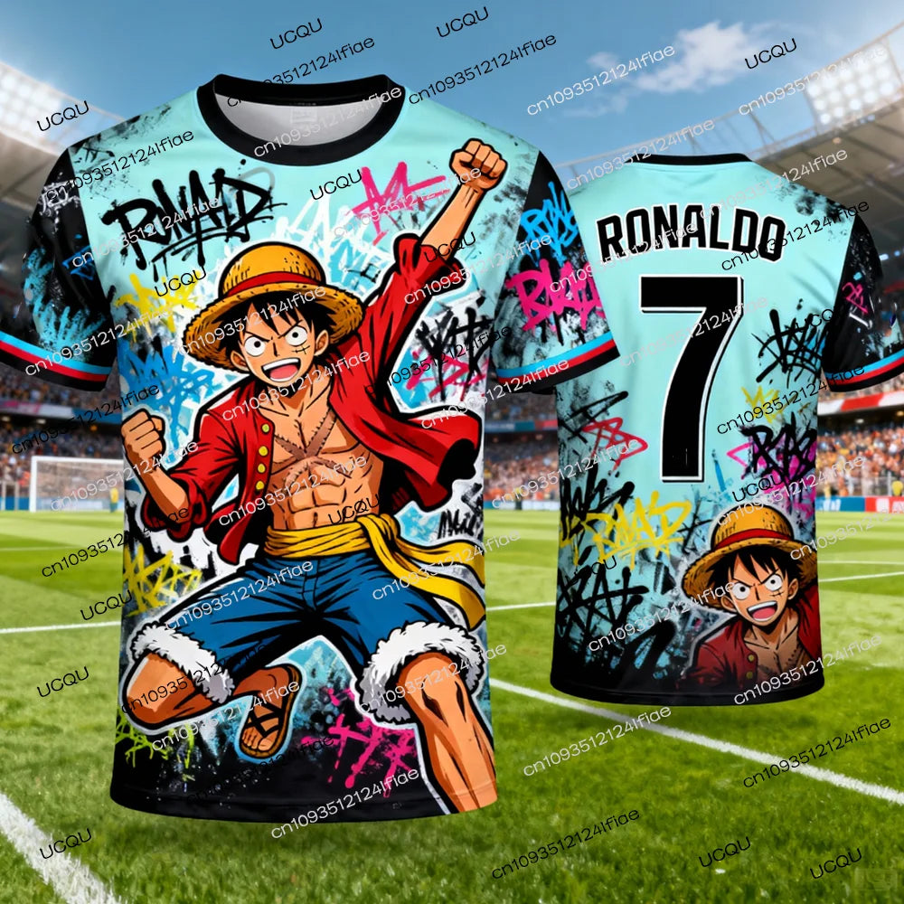 2026 New Arrival One Piece Special Edition Men's Soccer T-shirt Ronaldo # 7 Soccer Shirt T-shirt Kids Luffy 3D Printed T-shirt