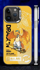 Original Charizard Matte Silver Electroplated Phone Case for iPhone 15, 14, 13 Pro Max, 12 - Anti-Slip Shockproof PC Protective Cover