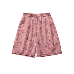 summer Beach Shorts with Pocket for Men, Anime 3D Print Costume, Kamado Tanjirou, Harajuku Jogging Pants