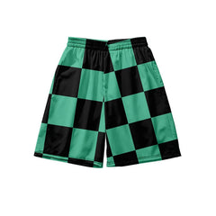 summer Beach Shorts with Pocket for Men, Anime 3D Print Costume, Kamado Tanjirou, Harajuku Jogging Pants
