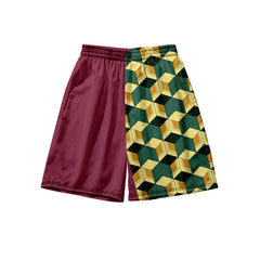 summer Beach Shorts with Pocket for Men, Anime 3D Print Costume, Kamado Tanjirou, Harajuku Jogging Pants